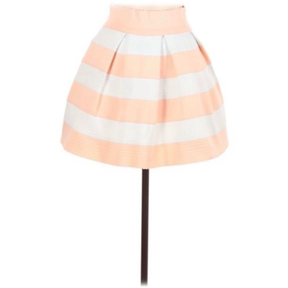 Brand New Womens Cleo Apparel Boutique Textured Striped Mini Skirt - Sz M